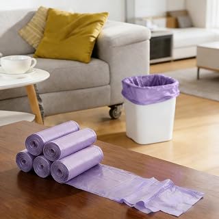 Drawstring Trash Bags, 100 Pcs Leak Proof Small Trash Bags Unscented Small Trash Bags 15L Mini Trash Can Liner for Office Bedroom Bathroom Dark Purple
