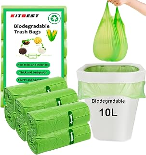KITBEST 120 Biodegradable Bin Liners 10L Small Food Waste Bags with Handle