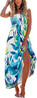 CUPSHE Women's Maxi Dress Ditsy Floral Sleeveless Smocked Ruffled Spaghetti Straps Long Summer Beach Dresses