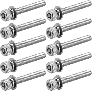 M3 x 25mm Stainless Steel Hex Head Screws with Spring Washer and Plain Washers 10pcs