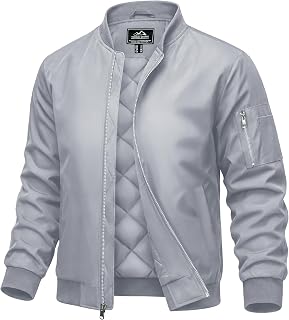 MAGCOMSEN Bomber da uomo, casual, antivento, trapuntato, con cerniera intera, giacca a vento invernale calda, giacca Varsity con tasche