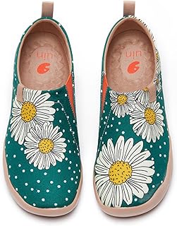 UIN Women's Painted Travel Shoes Floral Art Canvas Slip-on Loafers Comfort Walking Sneakers