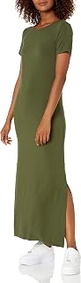 Amazon Essentials Women's Jersey Standard-Fit Short-Sleeve Crewneck Side Slit Maxi Dress