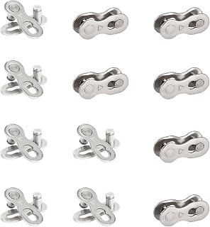 12 Pairs Bicycle Missing Link for 6/7/8 Speed Chain, Reusable 50#Steel Bike Chain Connector, Quick Release Master Links for Mountain Road Bikes, Silver