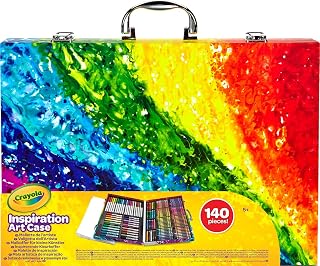 CRAYOLA Inspiration Art Case Rainbow, 140-Piece Art Set for Kids Age 5+ | Kit with washable felt tip pens, coloured pencils, crayons and paper in an organised carry case for school, home and travel