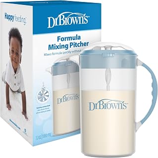 Dr. Brown's Baby Formula Mixing Pitcher with Adjustable Stopper, Locking Lid, & No Drip Spout, 32oz, BPA Free, Blue