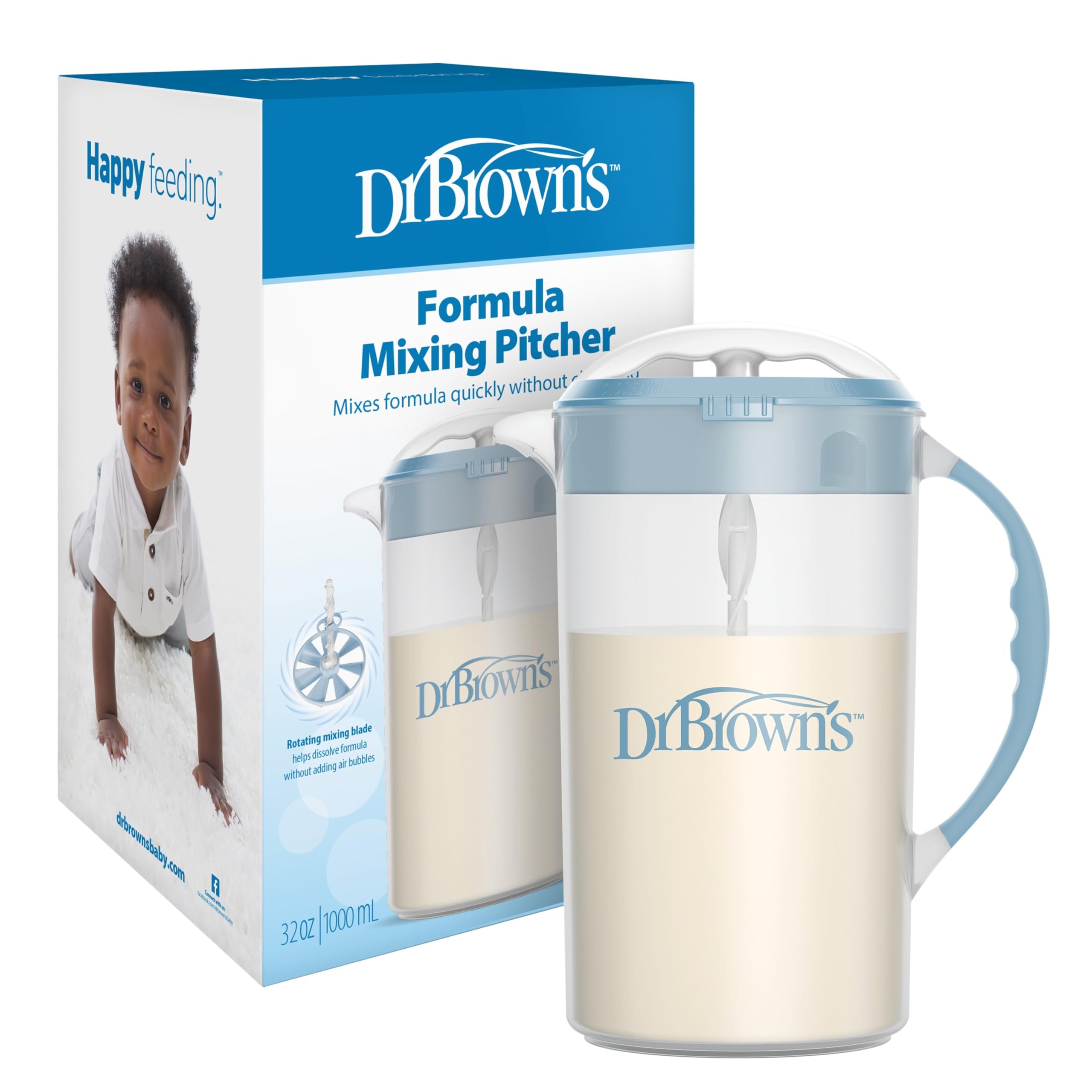 Dr. Brown's Baby Formula Mixing Pitcher with Adjustable Stopper, Locking Lid, & 