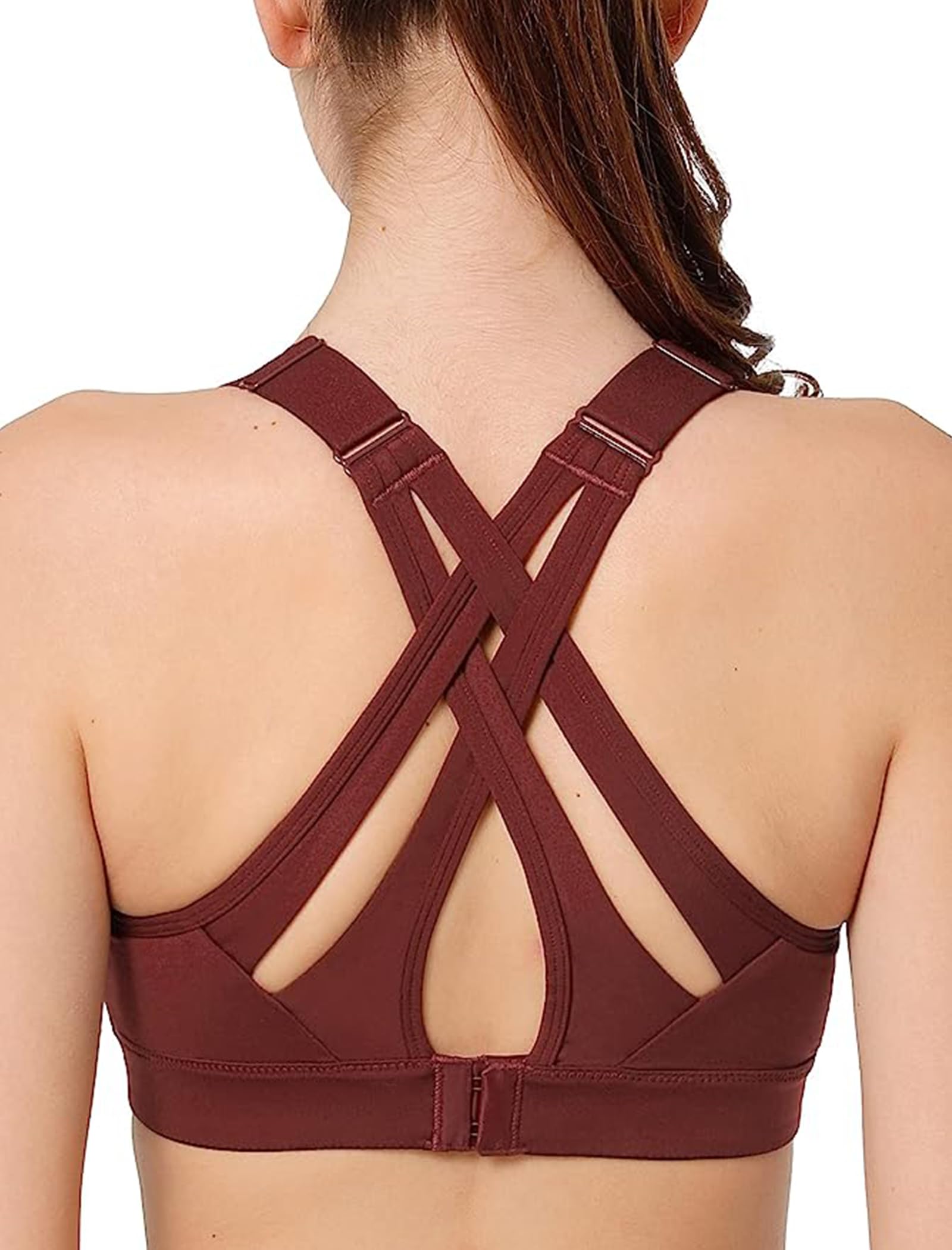 Yvette Zip Front Sports Bra High Impact Sports Bras for Women Plus Size