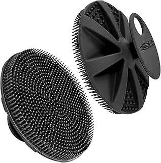 INNERNEED Food-Grade Soft Silicone Body Scrubber Shower Brush, Black | Handheld Cleansing Skin Brush, Gentle Exfoliating and Lather Well, Hygienic Bath Scrub for Women, Men
