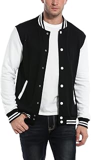 COOFANDY Uomo Moda Varsity Giacca Casual Slim Fit Cotone Letterman Baseball Giacche Bomber, nero, X-Large