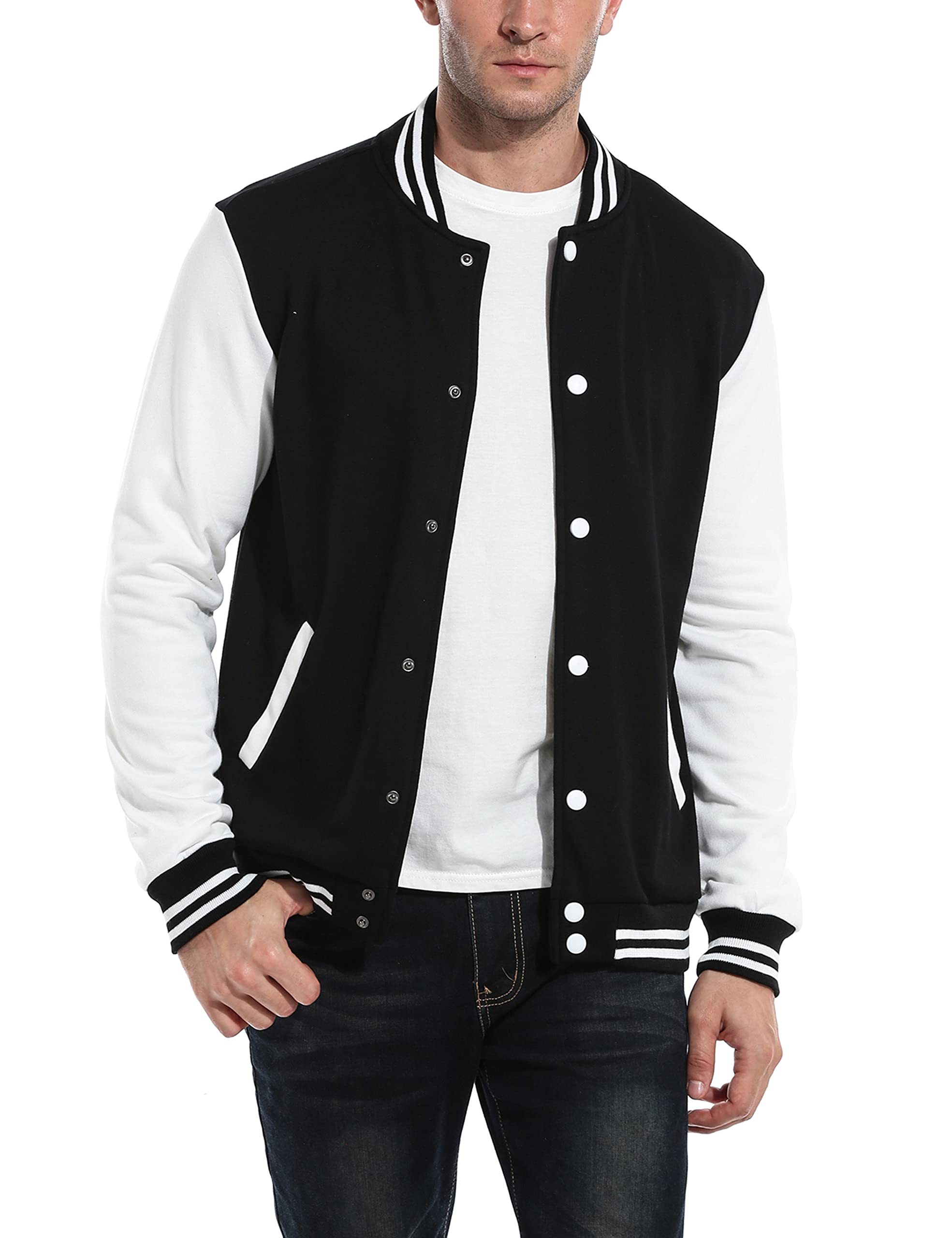 COOFANDY Uomo Moda Varsity Giacca Casual Slim Fit Cotone Letterman Baseball Giac