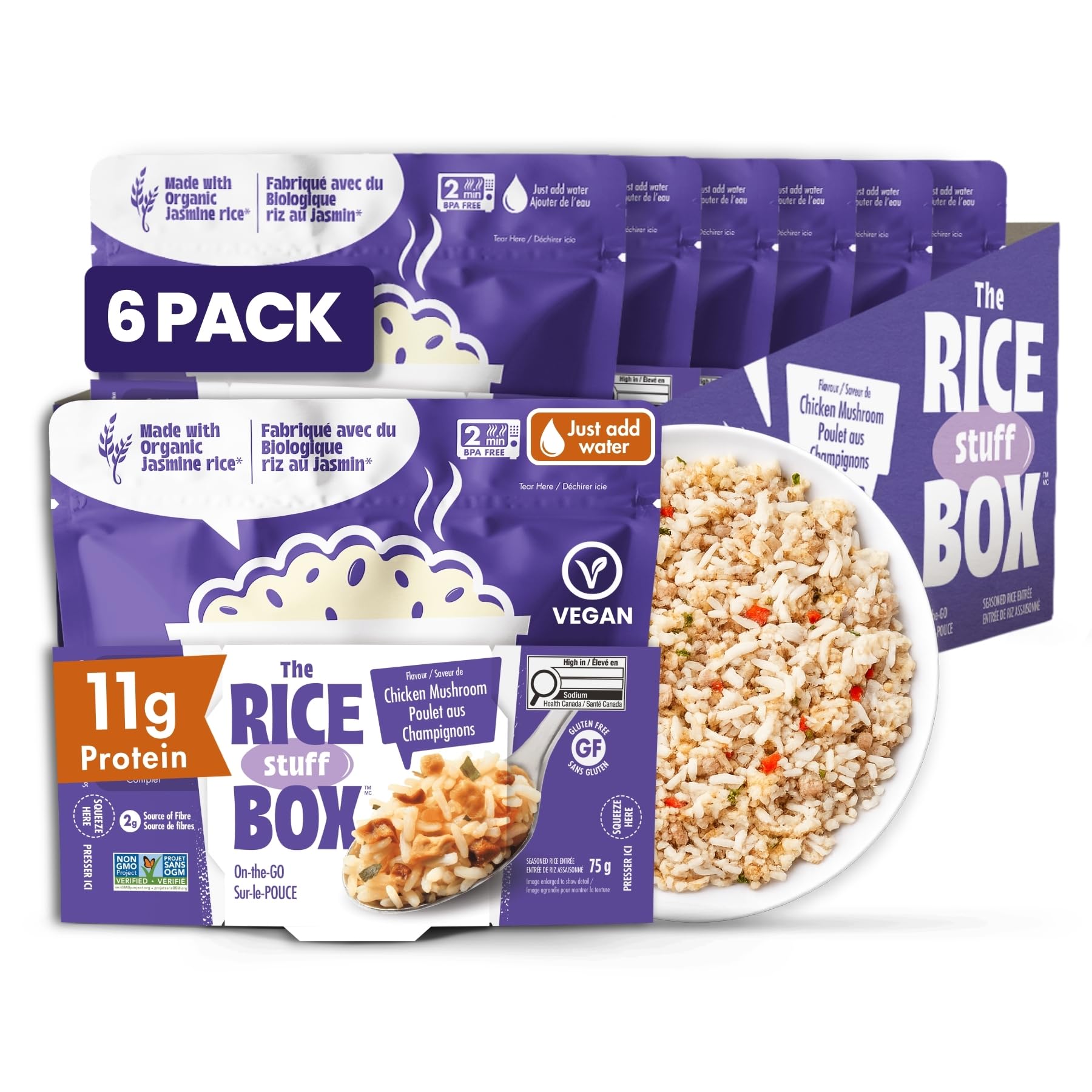 Instant Protein Rice Box - Non GMO & Gluten Free Seasoned Rice | Ready to Eat Ch