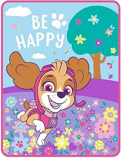 Paw Patrol Girls Be Happy Dog Walk Silky Soft Plush Throw Blanket, 46 in x 60 in (117 cm x 152 cm)