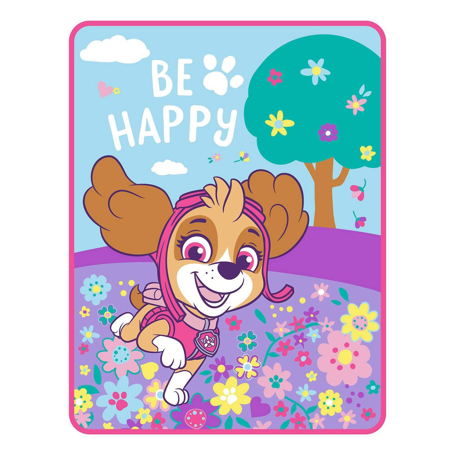 Paw Patrol Girls Be Happy Dog Walk Silky Soft Plush Throw Blanket, 46 in x 60 in