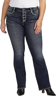 Silver Jeans Co. Women's Plus Size Suki Mid Rise Straight Leg Jeans Jeans