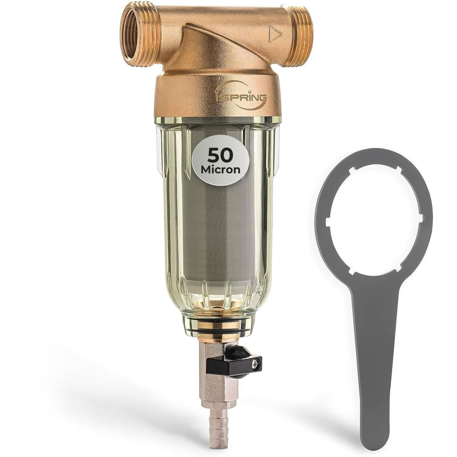 iSpring WSP-50 Spin Down Sediment Filter, Whole House Prefilter, 50 Micron | Flu