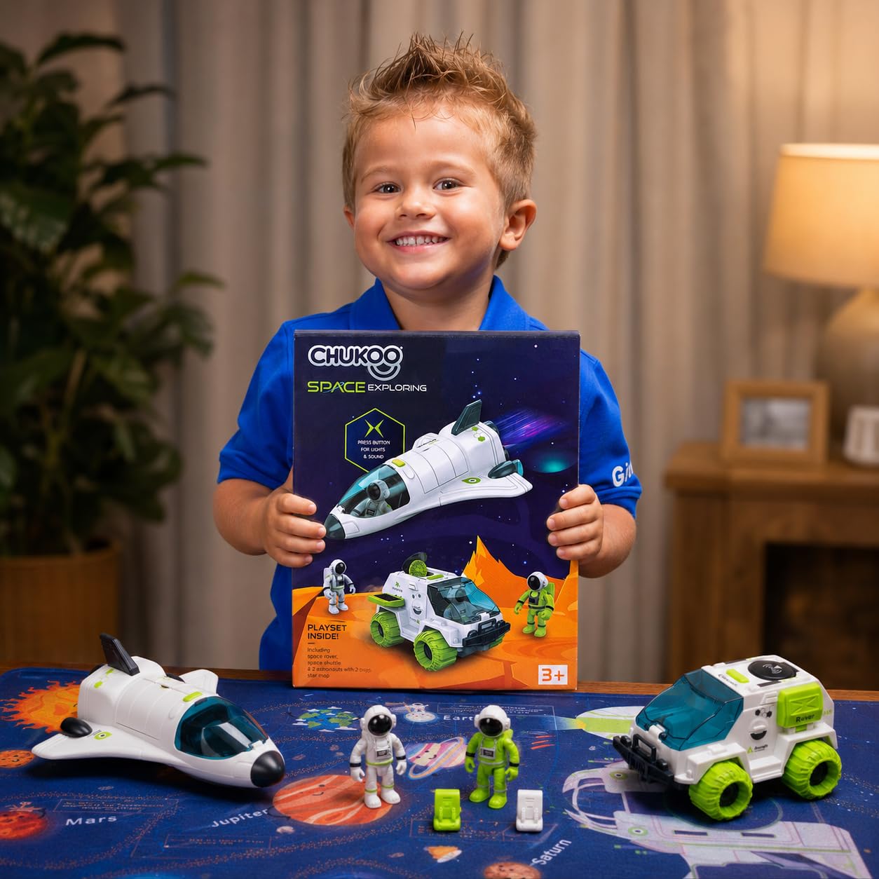 CHUKOO Space Toys for Kids 3-5, Rocket Ship Toy, Spaceship & Astronaut Toys | Sp
