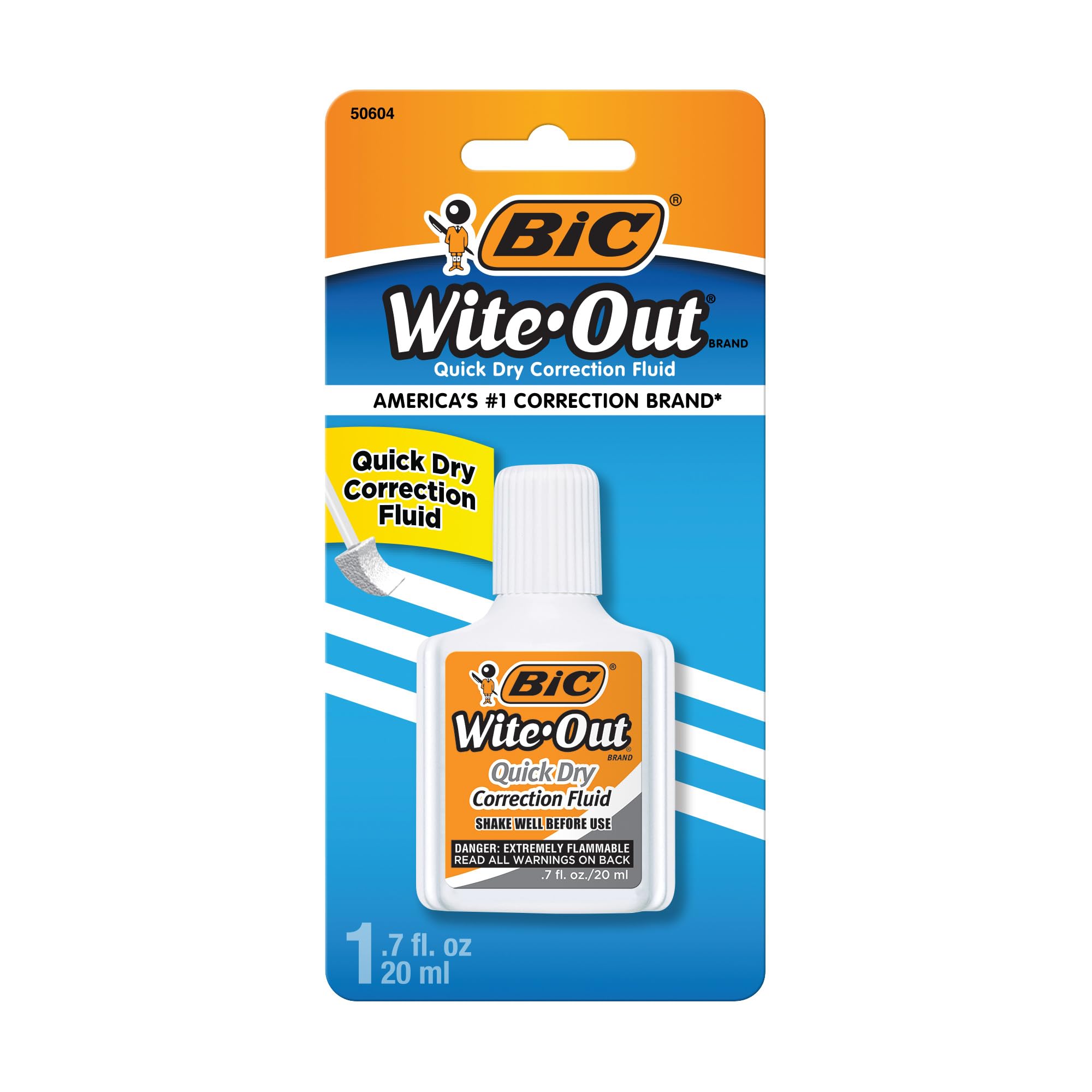 BIC Wite-Out Quick Dry Correction Fluid, 20mL, White, 1-Count Pack | Quick Dryin