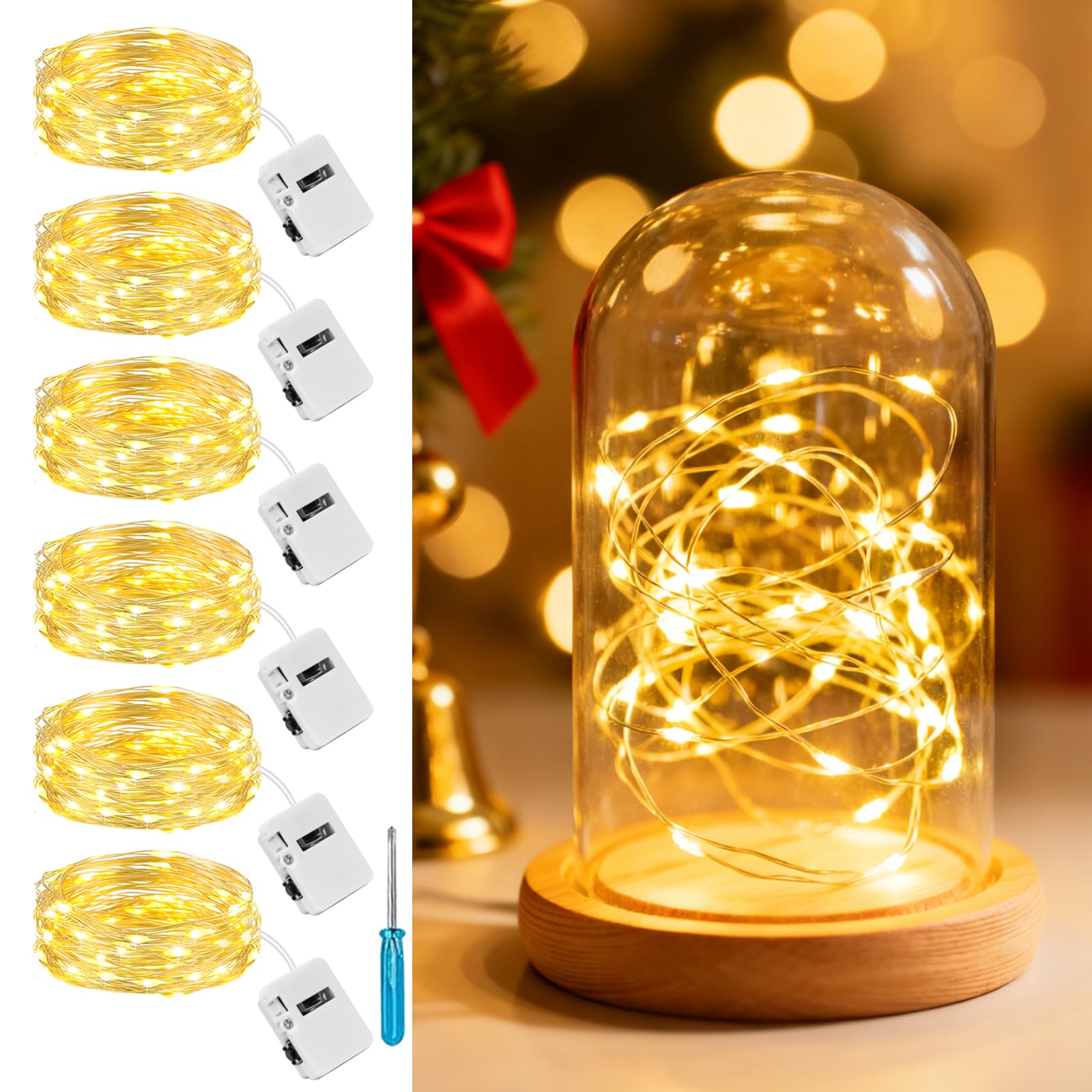 litogo 6 Pack Fairy Lights Battery Operated, 3 Modes Small String Lights | IP65 