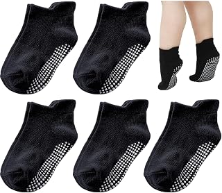Baby Boys Girls Anti Slip Cotton Socks with Handles, Multi Pack Cute Ankle Socks Cartoon 6-7 Years