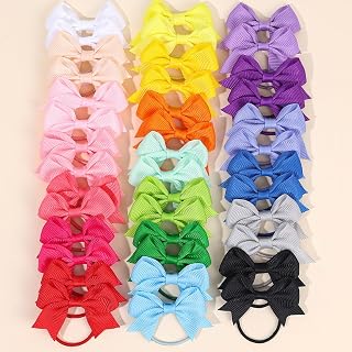 40 Pieces Small Hair Bands with Bows 5cm Soft Elastic Ponytail Holders Hair Bands Hair Bands for Girls Hair Accessories Multicolor