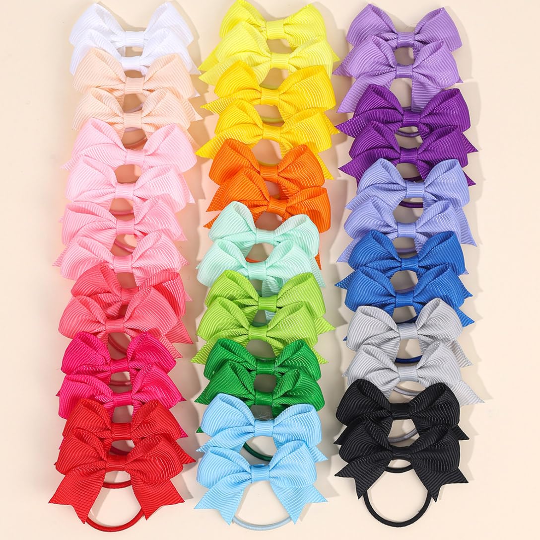 40 Pieces Small Hair Bands with Bows 5cm Soft Elastic Ponytail Holders Hair Band
