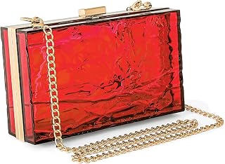 WJCD Women Clear Ripple Acrylic Evening Clutch Purse Chain Shoulder Bag