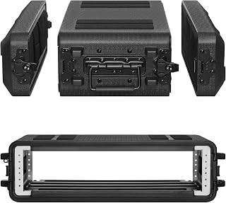 ECGOIOE 2U Rack Case Shallow 12" Depth, 19" Rackmount Flight Cases Easy Installation Portable Carry Watertight Dust Proof 2 Space Shockproof Mount Racks with Microphone Compartments Space Saving