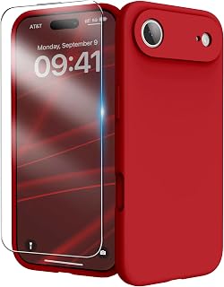 for iPhone Air Case Silicone with Screen Protector,Red