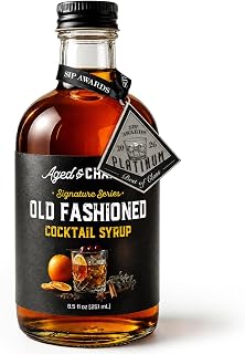 Aged & Charred Old Fashioned Mix, Cocktail Syrup for 34 Drinks | Craft Old Fashion Mix with Bitters, Orange, Cherry, Cinnamon - Easy to Mix with Bourbon or Whiskey