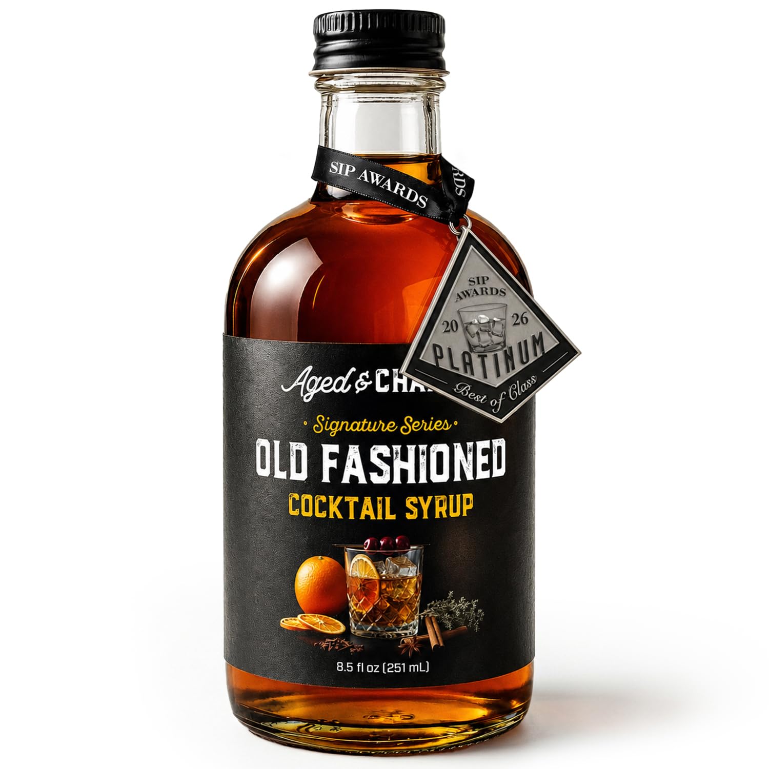 Aged & Charred Old Fashioned Mix, Cocktail Syrup for 34 Drinks | Craft Old Fashi
