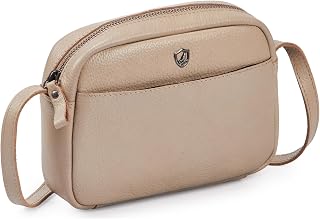 Crossbody Sling Bag for Women Trendy Real Leather Purse Mini Soft Pebbled Crossover with Card Case