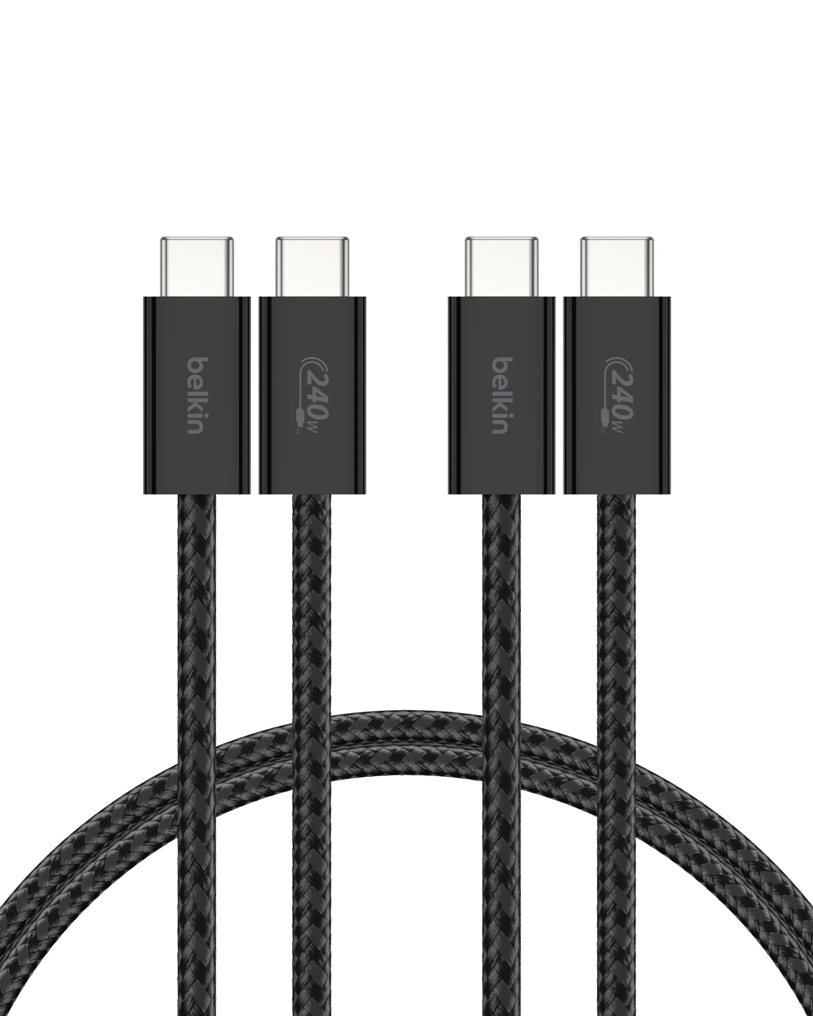 Belkin 2-Pack Braided USB-C to USB-C Cable 5ft 240W - Soft, Flexible Fast-Chargi