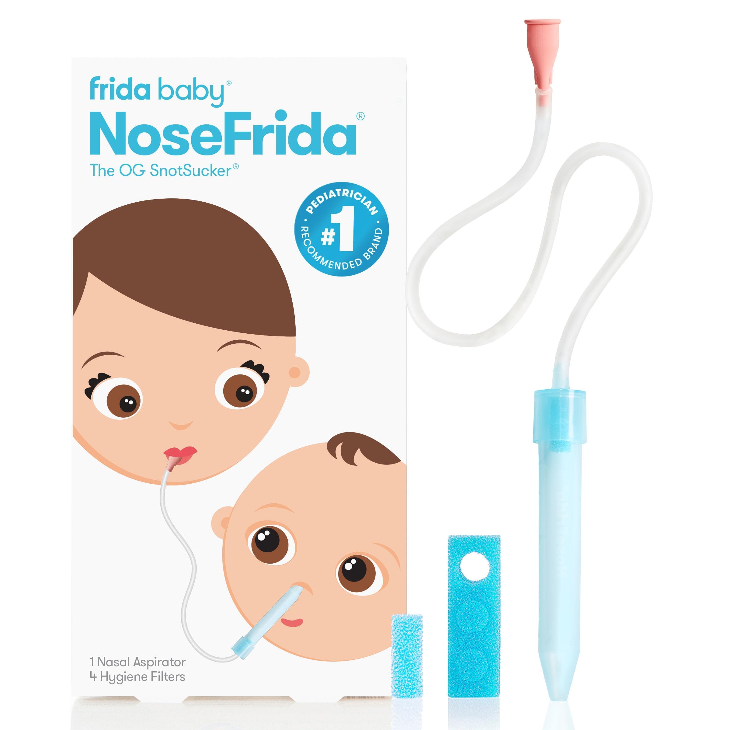 Frida NoseFrida SnotSucker Nasal Aspirator for Baby, 4 Hygiene Filters | Nose Su