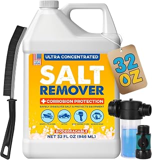 Concentrated Salt Remover Kit, Washes Salt Off Boats, Cars, & Trailers 32oz | Marine Engine & Outboard Motor Flush — Washes Salt Away & Prevents Corrosion, Includes Hose Mixing Applicator, Made in USA