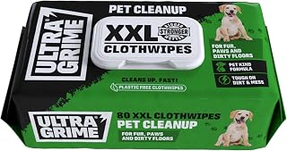UltraGrime Pet Cleaning Wet Wipes for Dogs & Cats - Extra Large Dog Wipes for Paws, Eyes & Ears - Gentle Pet Grooming Wipes for Everyday Cleaning – (Pack of 80)
