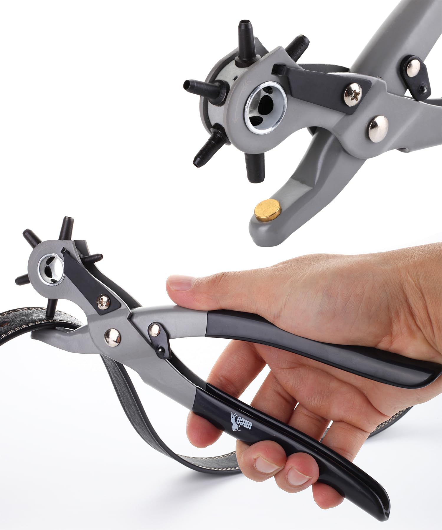 UNCO- Leather Hole Punch Tool, 5/64", 3/32", 7/64", 1/8", 5/32", 3/16" | 6 Diffe