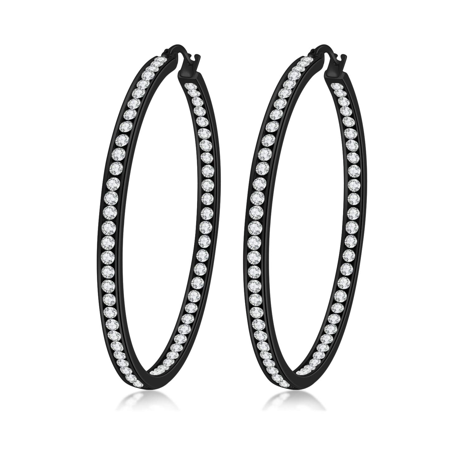 CiNily Mult-colors Crystal Stainless Steel Hoop Earring for Women Hypoallergenic