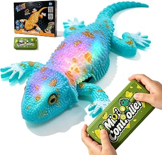 RC Wall Climbing Gecko with Lights, Remote Control Robot for Kids Age 3+ | Rechargeable Wall Crawler Lizard Toys, Blue & Gold, Color-Changing Lights, 65ft range & 360° spin. Christmas Birthday Gifts