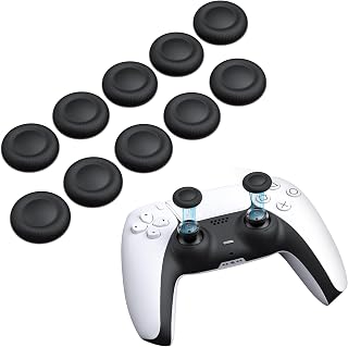 NEWDERY Joystick Replacement Grip Caps for PS5/PS4 Controller | Silicone Thumb Grip Cap Replacement Set, Anti-Slip Design, Compatible with PS5/PS4 Controller, Black, 10-Pack