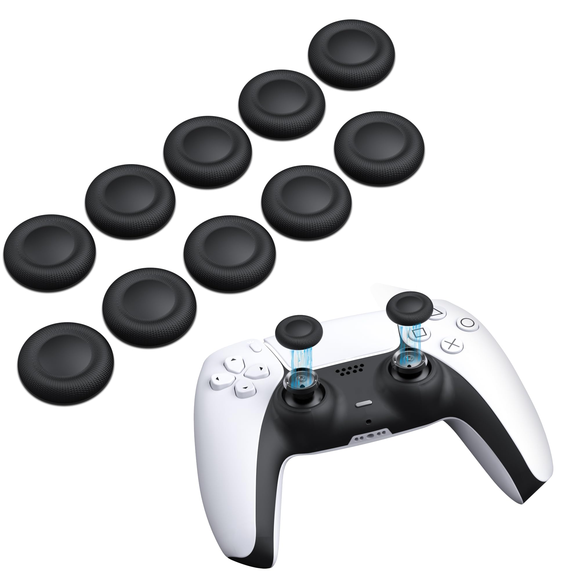 NEWDERY Joystick Replacement Grip Caps for PS5/PS4 Controller | Silicone Thumb G