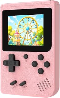 KNVNGGRFE Retro Handheld Game Console, 3.0 Inch Mini Portable Game Console Built‑in 400 Classic Games, Travel Handheld Video Game Player for Kids, Pink