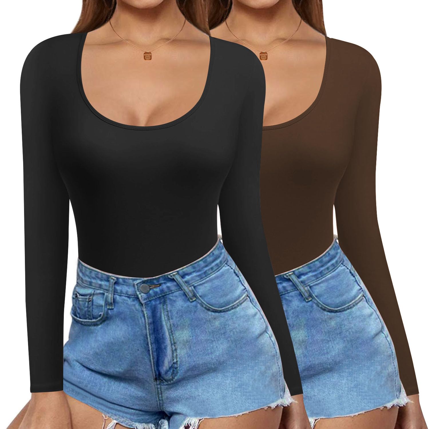 Ekouaer Womens Long Sleeve Tops 1&3 Pack Basic Scoop Neck Thermal T Shirt | stre