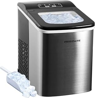 Frigidaire, 26 lb per Day, Countertop Bullet Ice Maker, Stainless Steel | Ice Making Machine with 2 Ice Sizes, Digital LED Controls, 1.9 Qt. Water Tank, Bullet-Shaped Ice Maker
