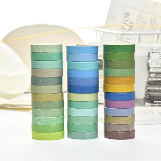 36 Rolls Solid Color Washi Tape Set Pastel Color Decorative Basic Masking Tape Art DIY Craft Journal Planner Scrapbooking Wrapping - Summer