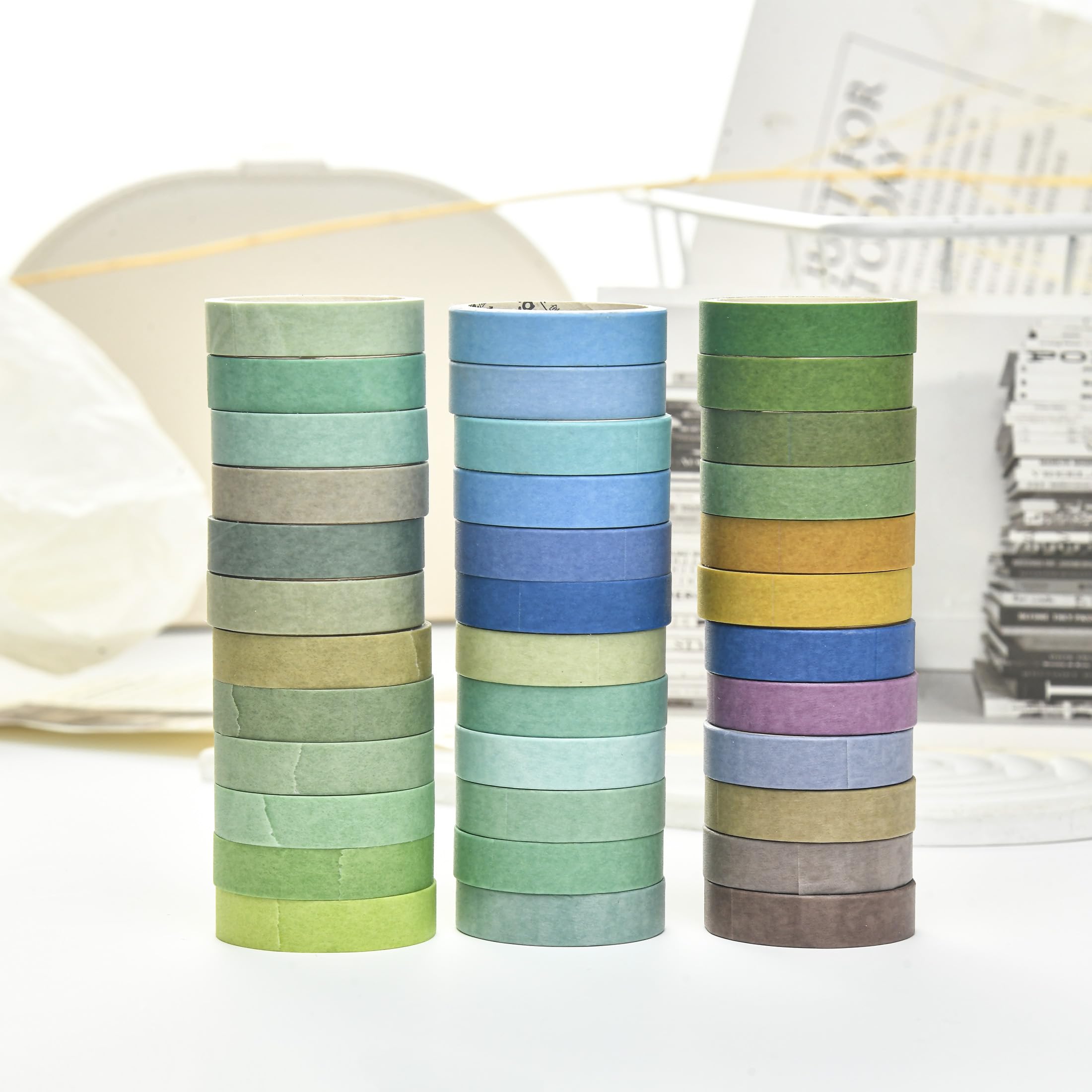 36 Rolls Solid Color Washi Tape Set Pastel Color Decorative Basic Masking Tape A