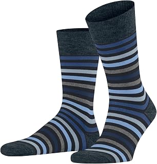 FALKE Men's Tinted Stripe Socks Breathable Climate-Regulating Odour-Neutralising Wool Cotton Patterned All-Rounder Warm For Dress Casual Business Looks 1 Pair