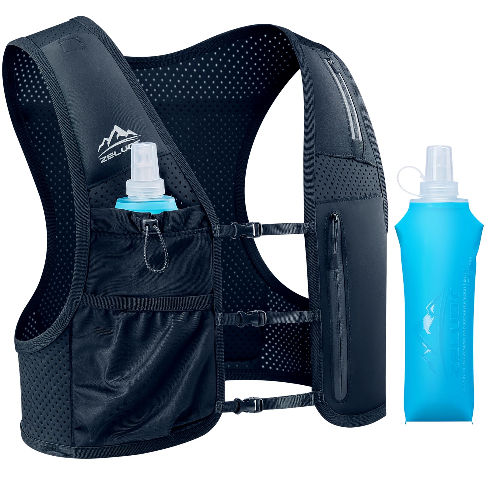 Zelvot Running Vest for Women Men, 500ml Soft Flask, Waterproof Phone Pouch | 6 