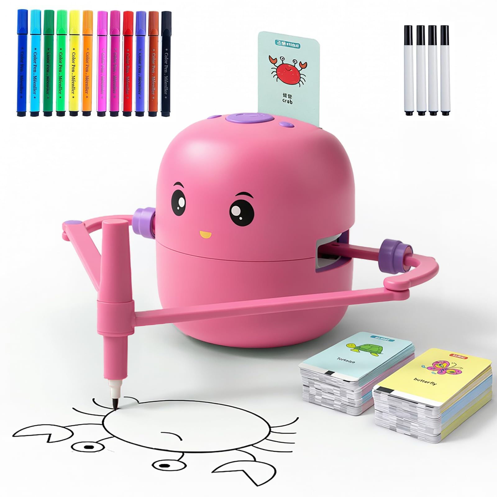 Drawing Robot for Kids - Interactive Educational Toy with 150 Word Cards & Voice
