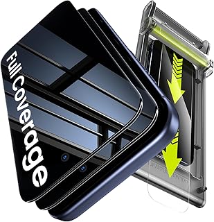 WSKEN Glass Film, 3D Heat Bending Full Protection, 24° Peeking Prevention, Set of 2, Automatic Adhesion, Bubble Free, Easy to Apply, Case Compatible, Tempered Glass, Shock Resistant, 9H Hardness